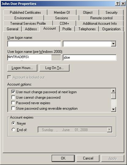 sAMAccount Setting